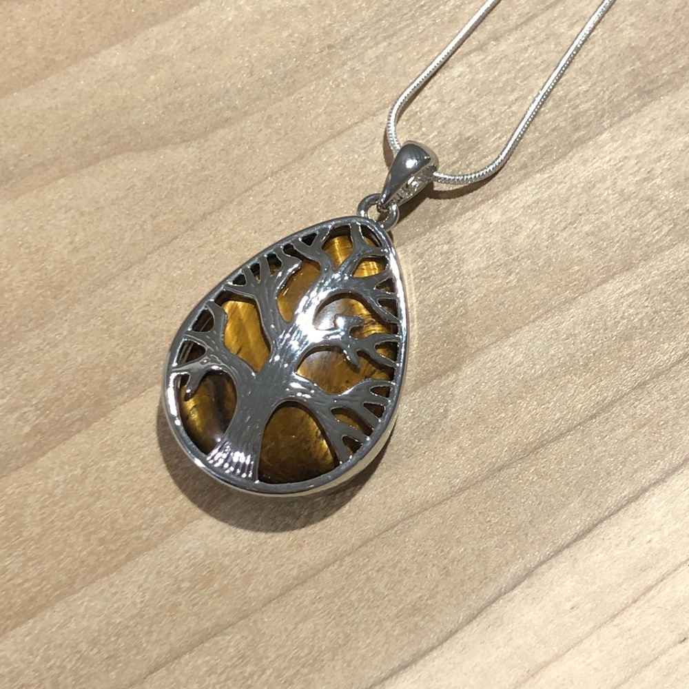 Tiger Eye Tree of Life Pendant Necklace